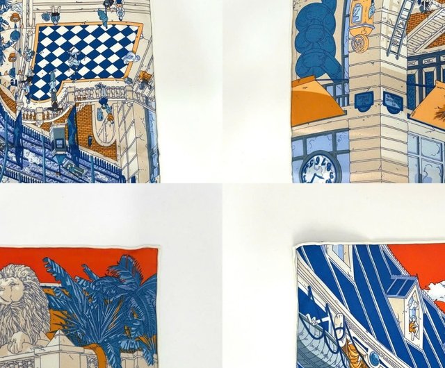 エルメス限定版イラスト風スカーフクラシックオレンジボックス