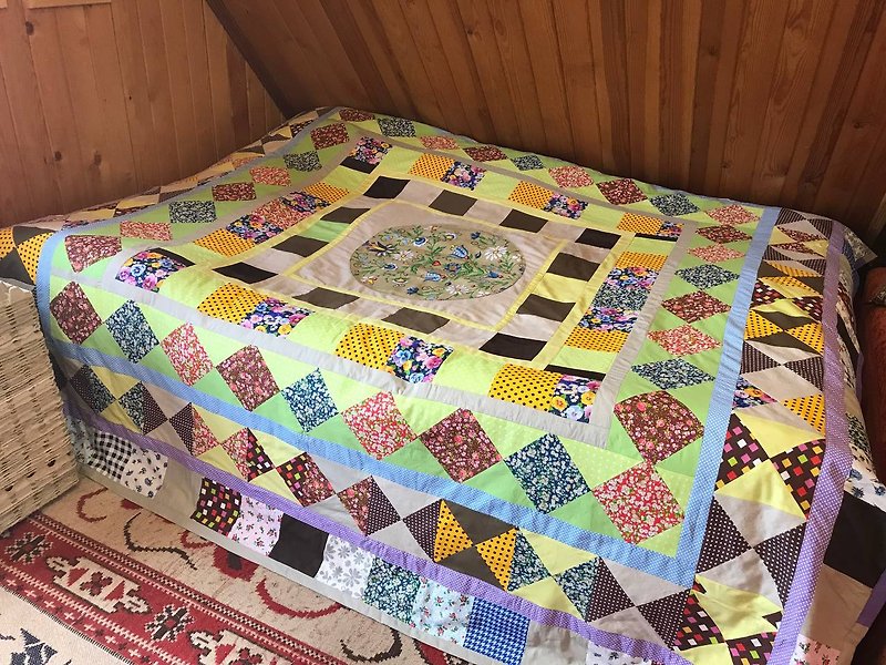 Boho Handmade Patchwork Quilt/Twin Size Throw/ Warm Blanket - 被/毛毯 - 棉．麻 多色