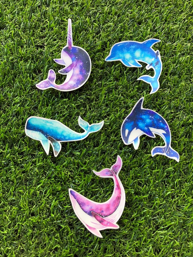 PVC waterproof sticker-luggage sticker-(large)-color whale - สติกเกอร์ - กระดาษ หลากหลายสี