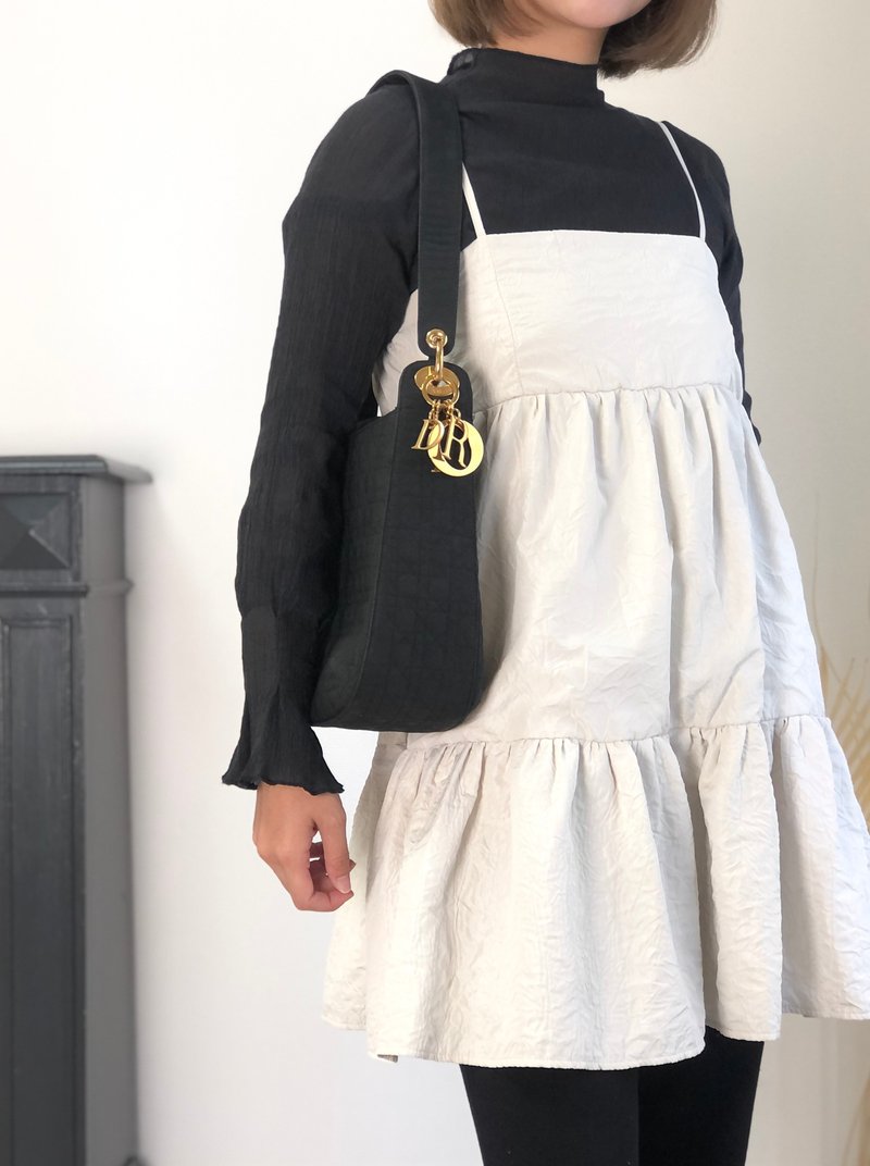 【 日本直送　名牌中古包 】Christian Dior カナージュ ショルダーバッグ ブラック ナイロン セミショルダー vintage jbwgb7 - 側背包/斜背包 - 尼龍 黑色