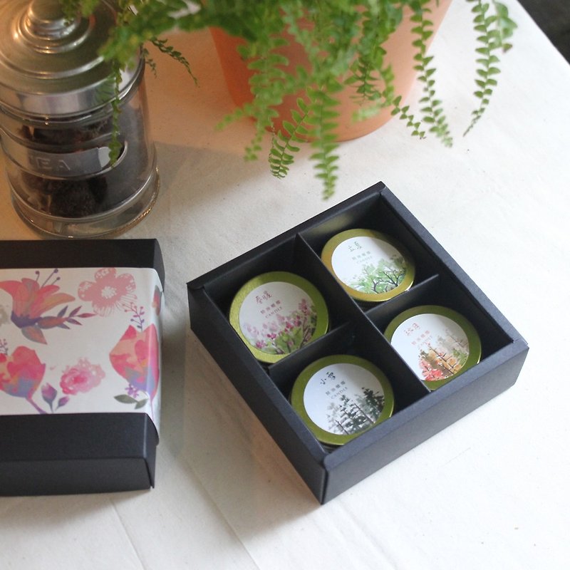Four Seasons Compound Essential Oil Soy Wax Candle Gift Box - Four-in-one Graduation Gift Teacher Gift - เทียน/เชิงเทียน - พืช/ดอกไม้ หลากหลายสี