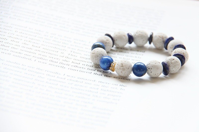 Fashion Energy Jewelry Series ~ Volcanic Rock Lapis Bracelet - Bracelets - Gemstone White