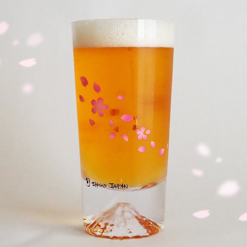 Mt. Fuji Cold feeling Sakuramai Mt. Fuji Tumbler Glass that changes color depending on temperature - Cups - Glass Transparent