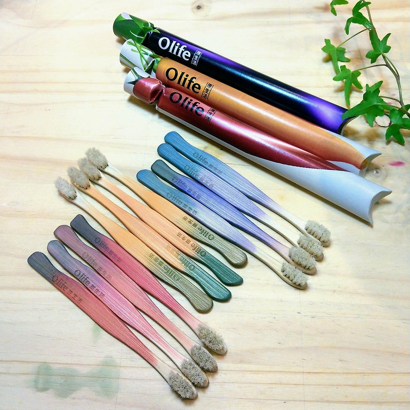 Olife original life natural handmade children's bamboo toothbrush 12 sticks carrot purple eggplant pepper - Other - Bamboo Multicolor