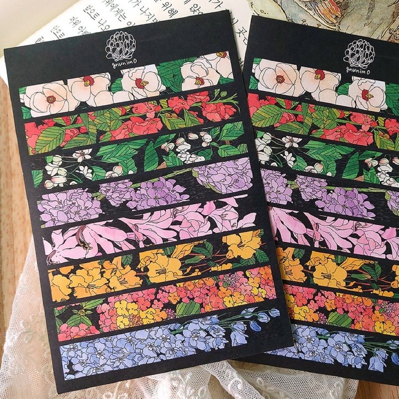 Flower Line Sticker 3 (dami) vintage gift - 貼紙 - 紙 多色