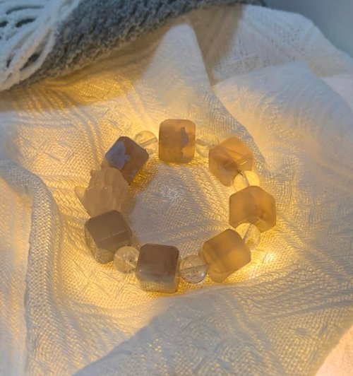 Crystal.EAA Crystal.EAA 設計款手鏈 閃靈 櫻花瑪瑙 五行 七輪 禮物 大珠水晶