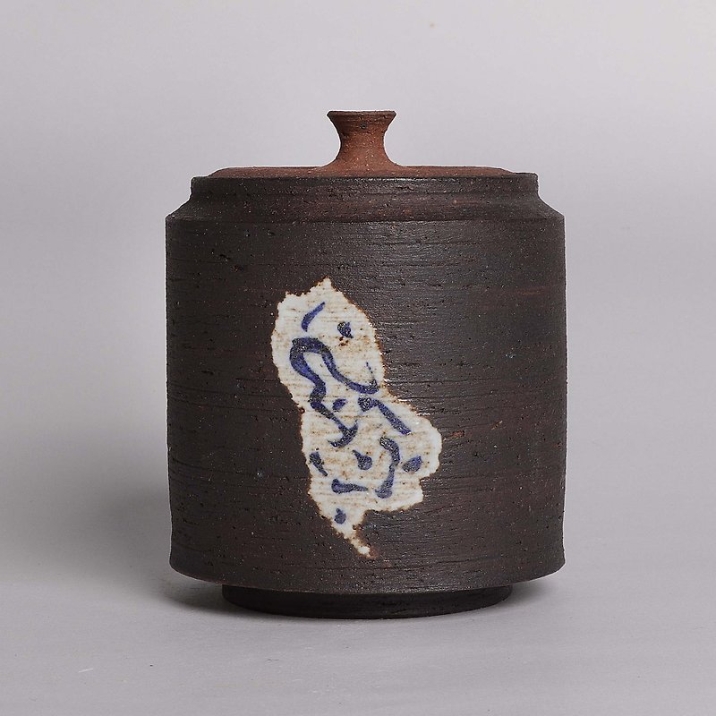 Ming ya kiln l patina painted blue and white magnetic tea pot clay pot - ถ้วย - ดินเผา สีดำ