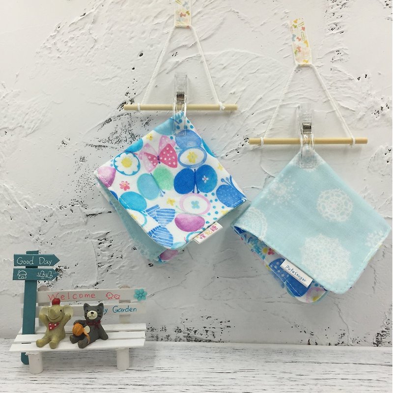G05-Soft-touch gauze handkerchief (six layers of gauze) double-sided pattern floral butterfly & snowflake - ผ้ากันเปื้อน - ผ้าฝ้าย/ผ้าลินิน 