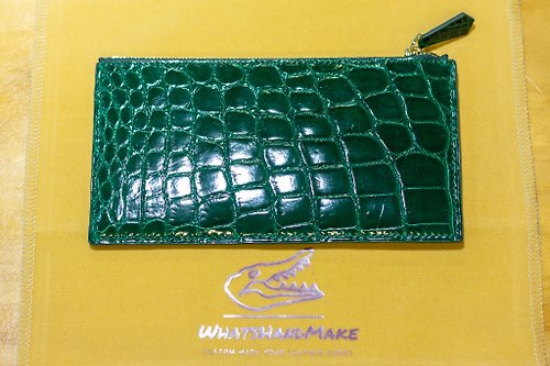 WhatsHandMake 手工歐洲料光面鱷魚皮拉鏈袋
