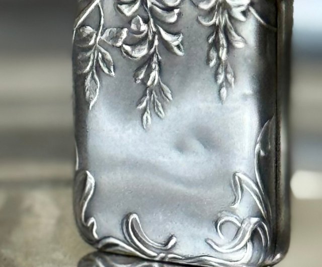 50760-優美なフランスアンティーク 純銀製アールヌーヴォー 藤の花