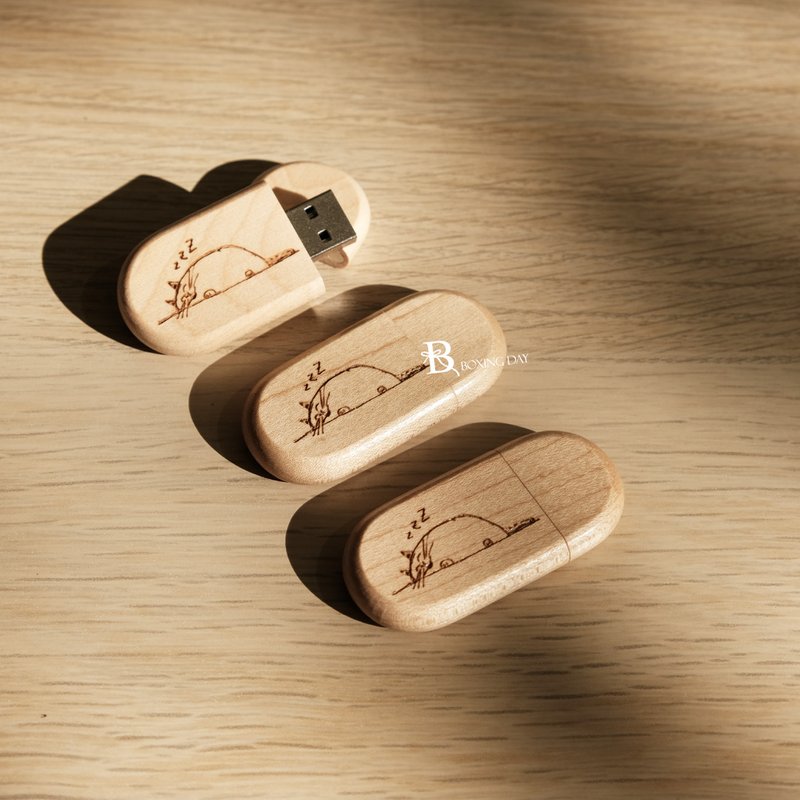 [Small box] Customized text pattern USB flash drive_oval/gift/corporate gift/opening gift - USB Flash Drives - Wood Orange