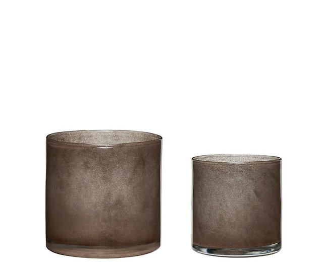 Hübsch】－661502 Brown Smoky Glass Candle Holder-2-Piece Candle Pot Storage -  Shop hubschtw Pottery & Ceramics - Pinkoi