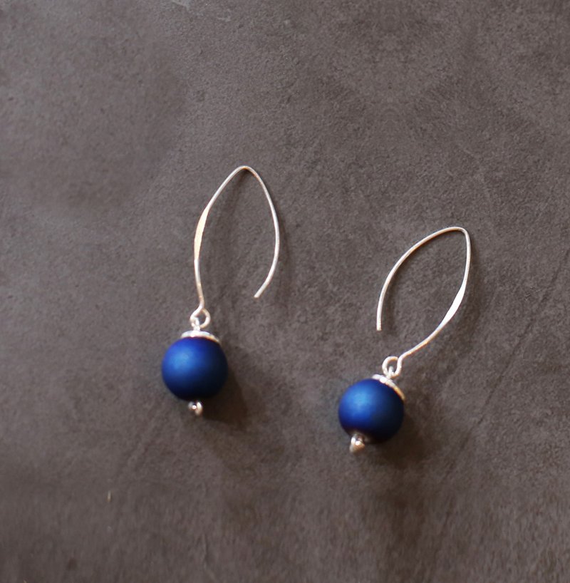 星空系列 - 925銀 星球 水晶耳環 - 耳環/耳夾/耳骨夾 - 水晶 藍色