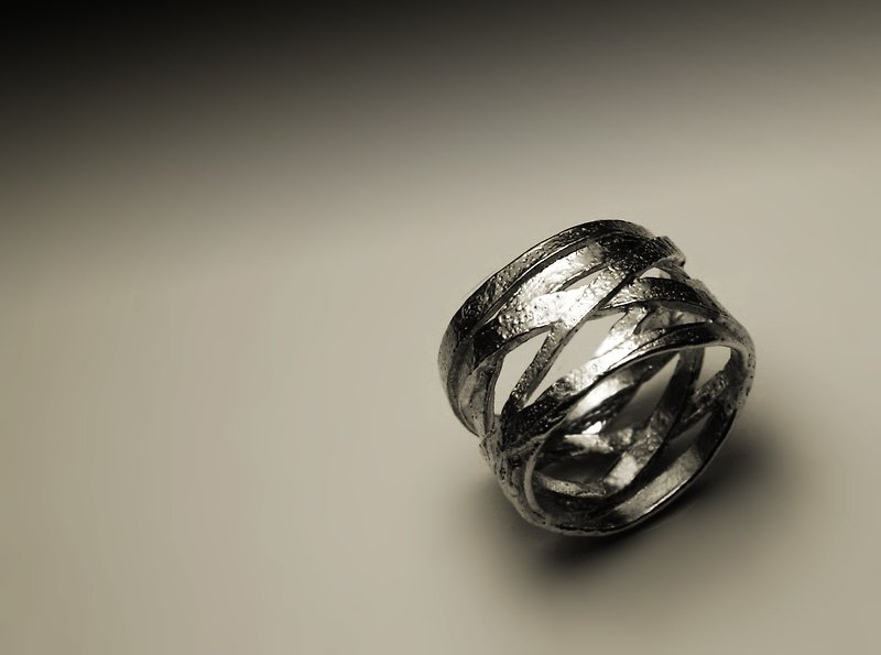 多層次編織銀戒指 - 戒指 - 其他金屬 銀色