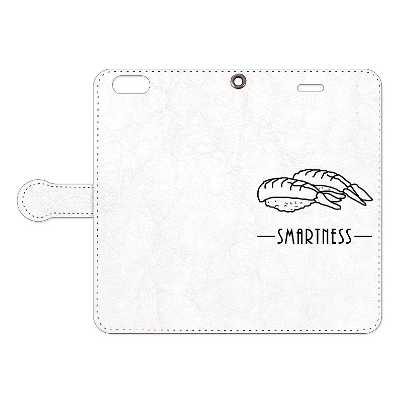 [Notebook type iPhone case] SMARTNESS / Sushi - Phone Cases - Paper White