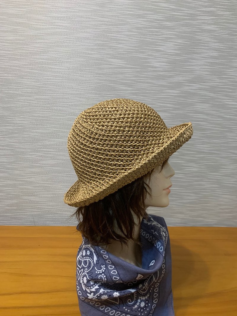 愛上斜紋帽系列。漁夫帽。小麥色。帽簷與帽身角度約130度 - 帽子 - 紙 