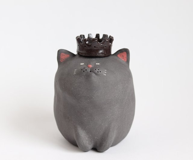 動物一輪挿し 黒猫の王様【受注生産】 - ショップ COCOSTONE 花瓶