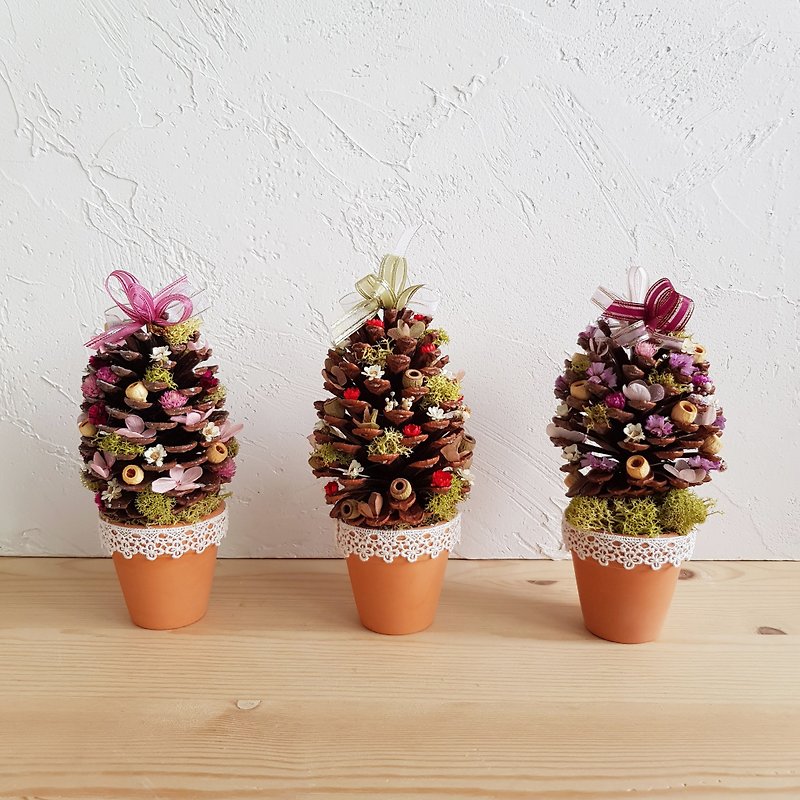 乾燥大松果迷你聖誕樹 - 裝飾/擺設  - 植物．花 多色
