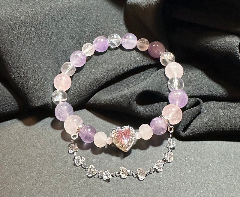 [Hong Kong local niche brand original accessories] Natural crystal bracelet design girlfriend gift - Bracelets - Crystal Pink