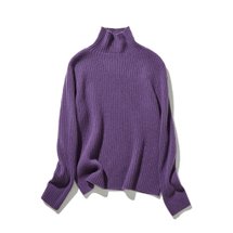 A simple yet expressive piece Wool knit turtleneck pullover Purple 241208-9