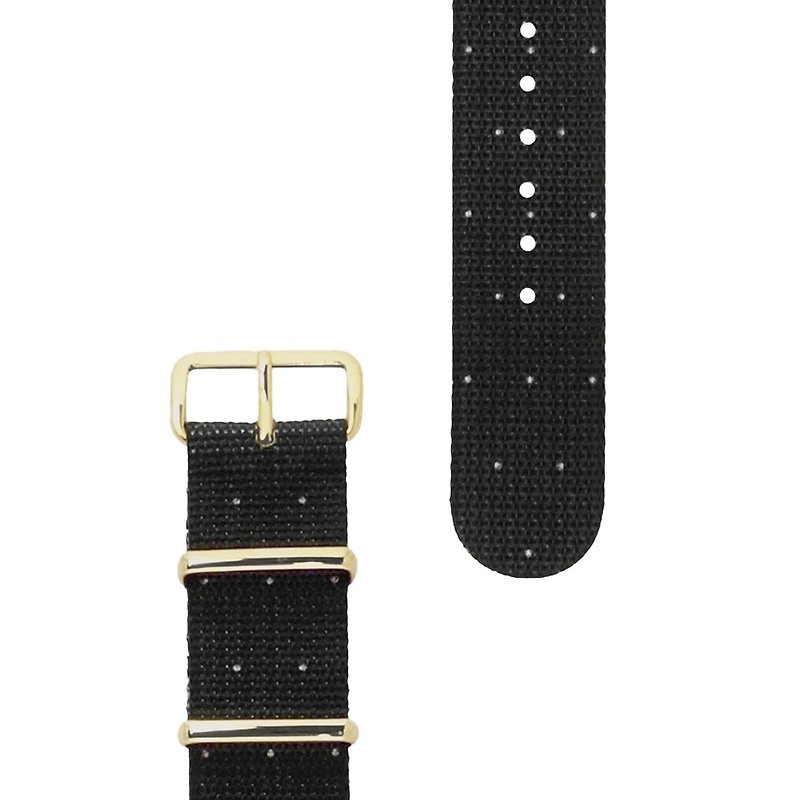 HYPERGRAND軍用錶帶 - 20mm - BIGSBY 畢斯比 (金釦) - 女裝錶 - 其他材質 黑色