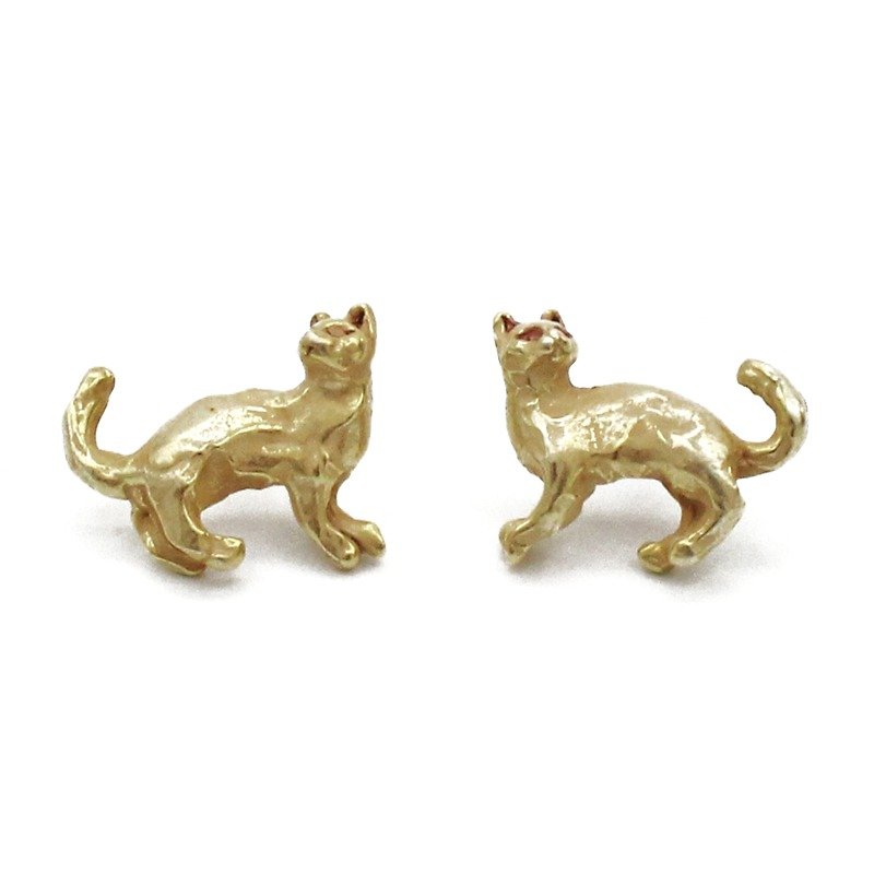 Reflected Cats (Gold) PA406GD - ต่างหู - โลหะ สีทอง