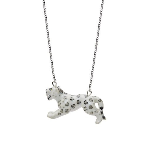 And Mary AndMary 手繪瓷項鍊-雪豹禮盒包裝Leaping Snow Leopard Necklace