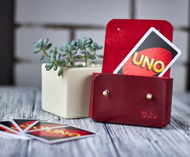 Personalized leather UNO card case Custom leather UNO card holder - Shop  Sunbrilo Other - Pinkoi