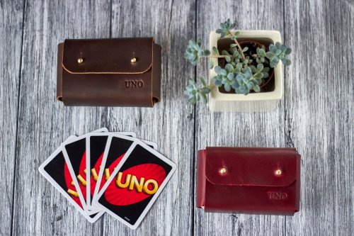 Personalized leather UNO card case Custom leather UNO card holder - Shop  Sunbrilo Other - Pinkoi