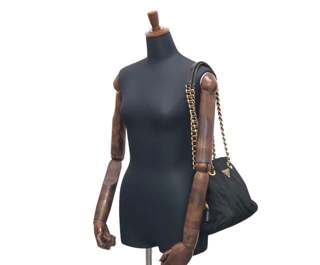 日本直送名牌中古包】PRADA プラダショルダーバッグブラック 日本直送名牌中古包】PRADA プラダショルダーバッグブラック