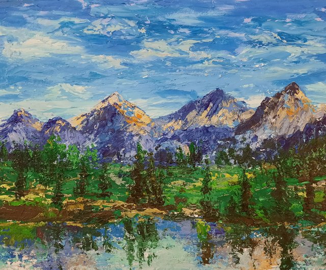 Mountain Valley Lake high quality - original Acrylic Painting