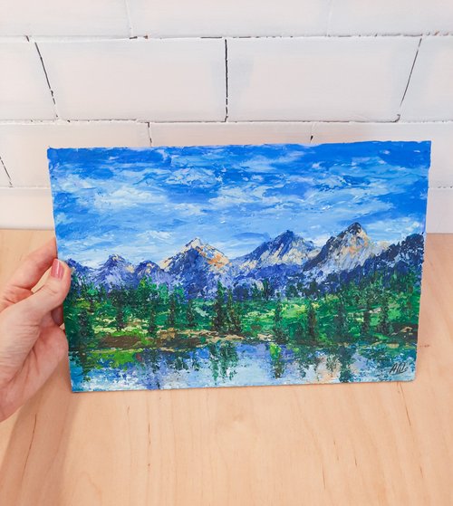 風景 アクリル画 山と湖の風景(原画、1点もの) 500x0.jpg