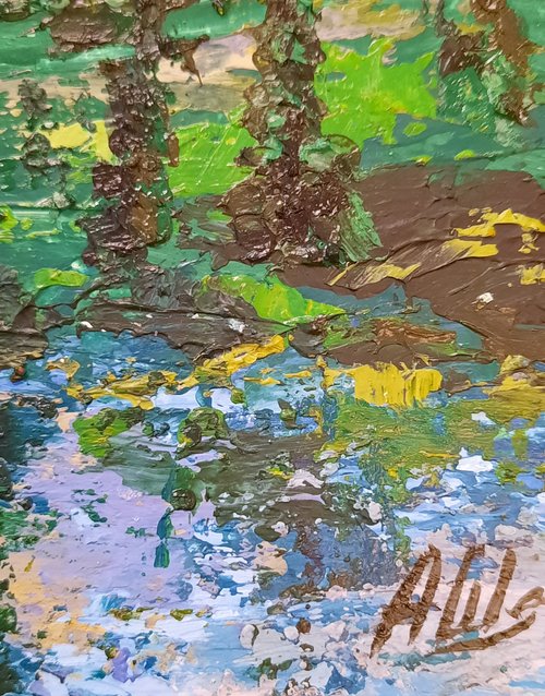 期間限定値下げ！】山と湖の風景 油彩画