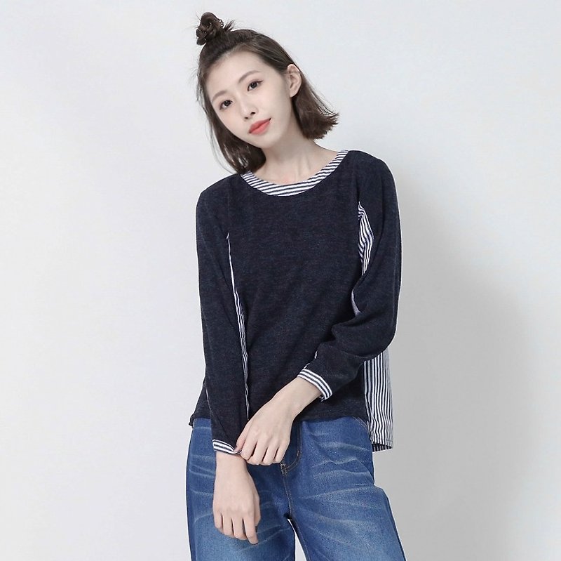 Hugo Hugo Casual Top_7SF101_Wool / Striped - Women's Tops - Other Materials Blue