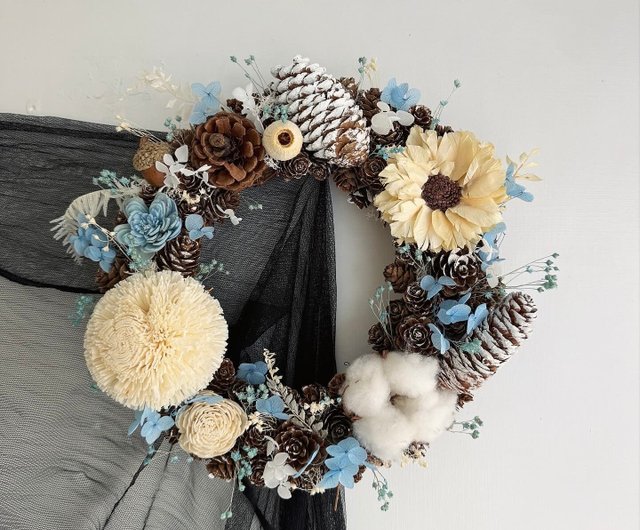 ドライフラワーのオーバルリース　Blue Wreath ドライフラワーのオーバルリースBlue Wreath