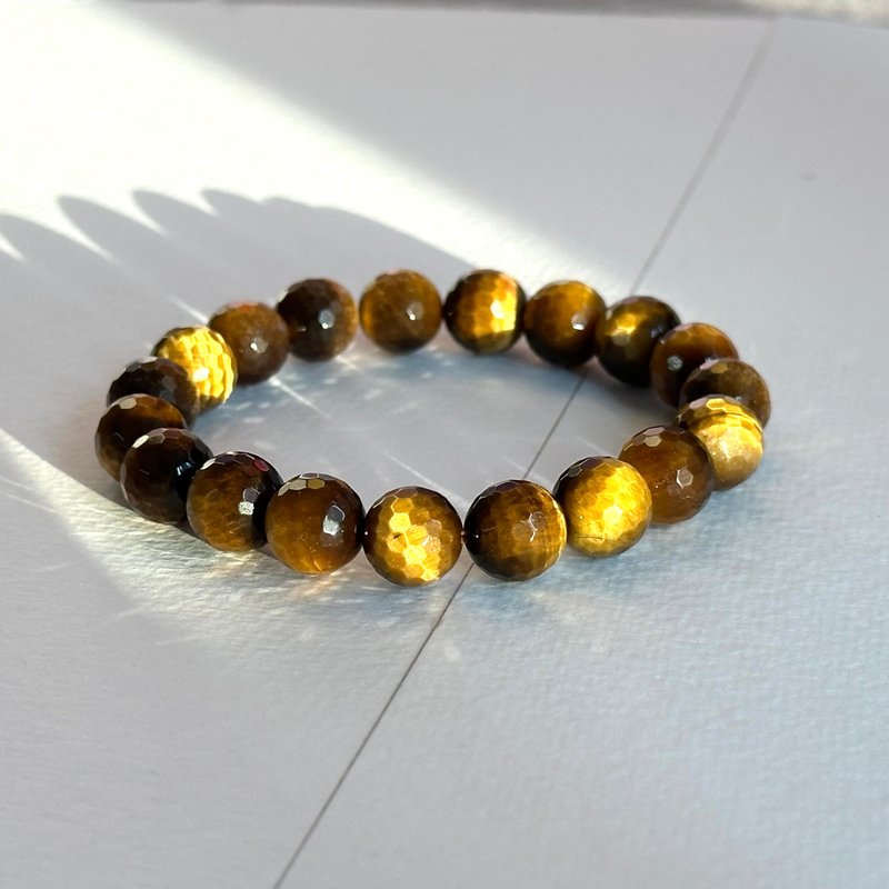 [Cancer and Leo|July] Yellow Tiger Eyes Cut-Angle Pure Bead Bracelet Wealth Confidence Firm Personal Strength - Bracelets - Semi-Precious Stones Yellow