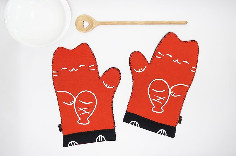Multifunctional protective gloves-naughty cat-orange (one pair, with light cutting mat) - Other - Other Materials Orange