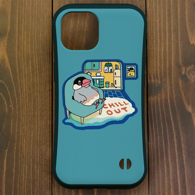 Java Sparrow [Compatible with iPhone 14 and iPhone 15] Java Sparrow Chill Out Grip Case for iPhone [Available for all models] - เคส/ซองมือถือ - พลาสติก สีน้ำเงิน