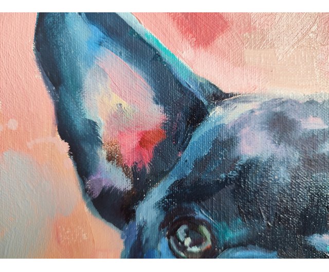 フレンチブルドッグの絵画 犬のオリジナルアート ペットの肖像画 フレンチブルドッグの絵画 犬のオリジナルアート ペットの肖像画
