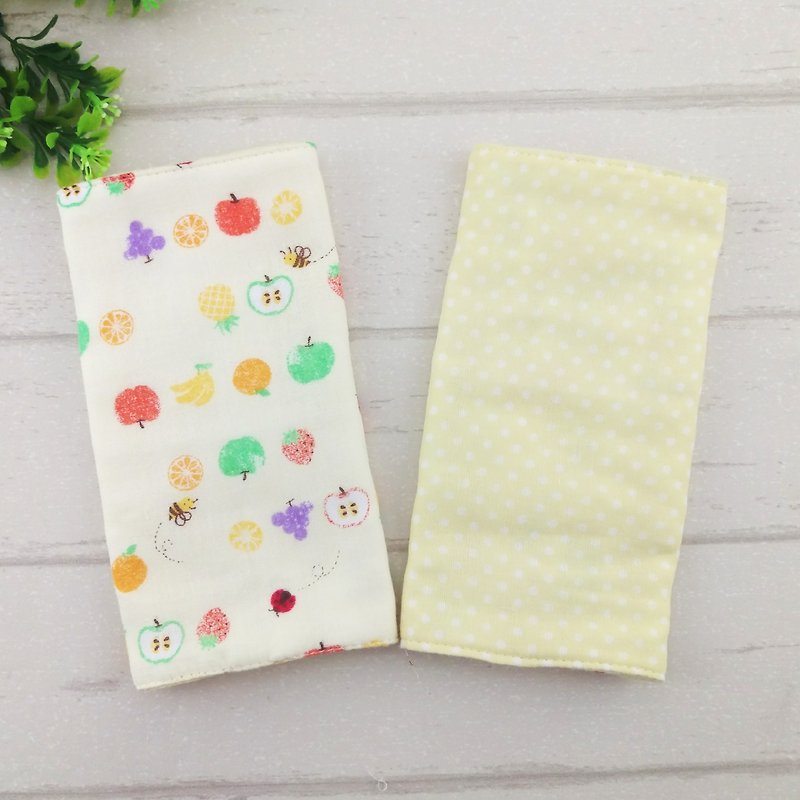 Optional cloth. Sweet fruit x little bit. Japan six-yarn double-sided strap bibs / scarves saliva towel (2 / group) - Bibs - Cotton & Hemp Yellow