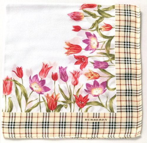バーバリー ヴィンテージ ハンカチ フローラル チューリップ チェック