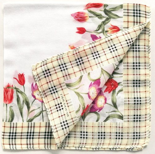 バーバリー ヴィンテージ ハンカチ フローラル チューリップ チェック