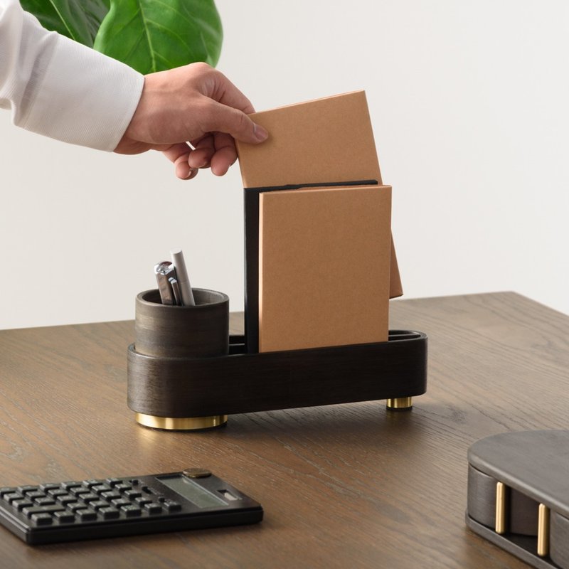 【Gudee】ORSON Stationery Letter Storage Rack Pen Holder (Dark Brown/Original Bamboo Color) - Pen & Pencil Holders - Bamboo Brown