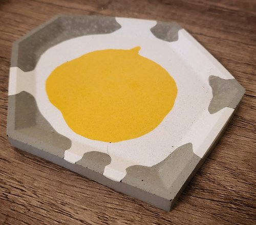 水化作用 半熟蛋幾何多邊盤組/飾品盤/水泥置物盤 -兩件一組