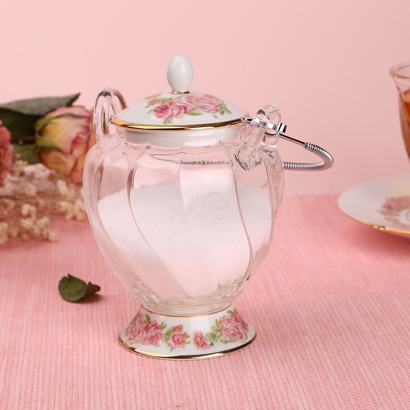 クリスタル ローズ キャンディ ジャー (265ml) - 調味料入れ - ガラス ピンク