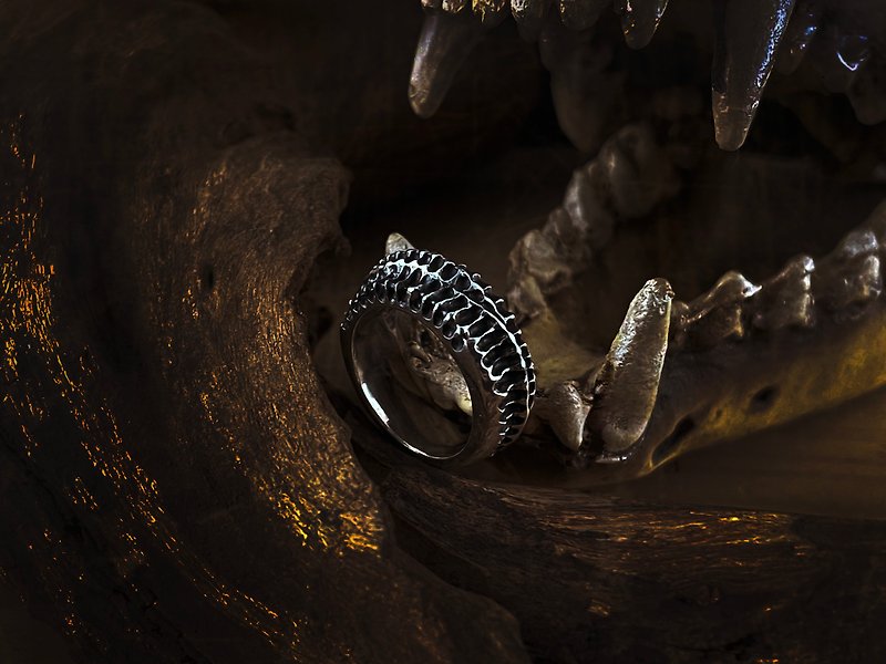 Fantasy Series [Abnormal Spine] 925 sterling silver ring/snake spine bone special-shaped pair of rings and tail rings - แหวนทั่วไป - เงินแท้ สีเงิน