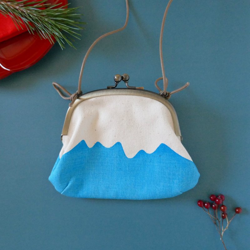 Mount Fuji Wallet Hanging Around Your Neck - Coin Purses - Cotton & Hemp Blue