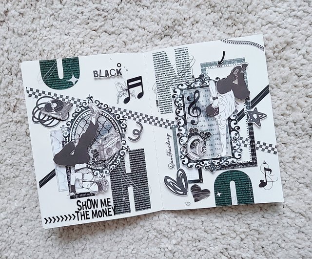 ToPeJournal-モノトーンアルファベットコラージュステッカー4枚