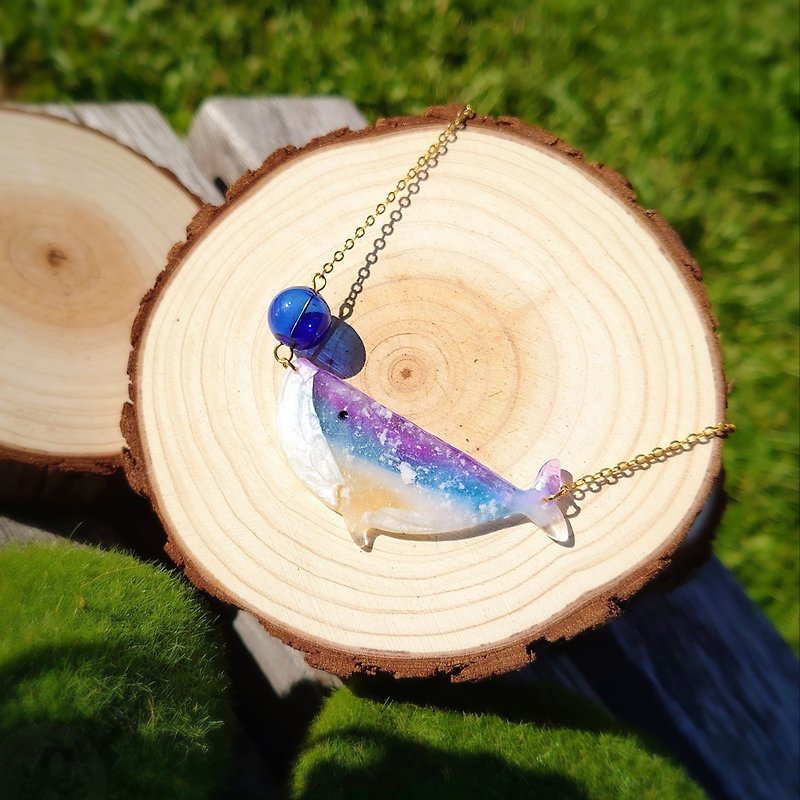 Sky Whale Decorative Resin Necklace with small glass bubbles (Multi colour)) - Necklaces - Resin Multicolor