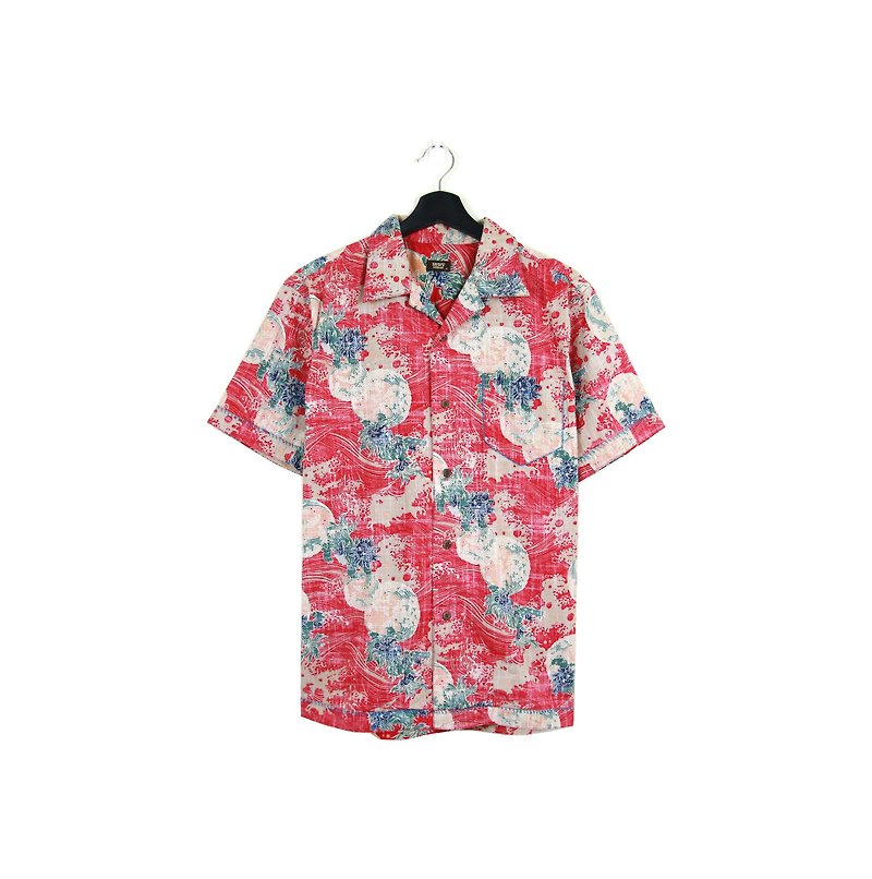 Back to Green :: and handle flower shirt washed in the middle of the wave of animals / both men and women can wear / / vintage (S-37) - เสื้อเชิ้ตผู้ชาย - ผ้าฝ้าย/ผ้าลินิน 
